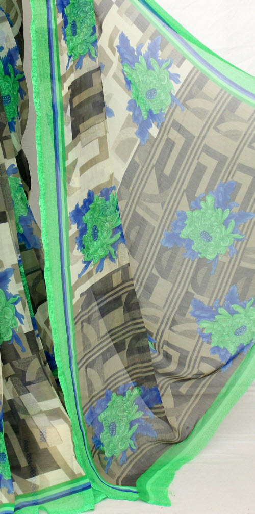 Pista Green Chiffon Saree with Blouse