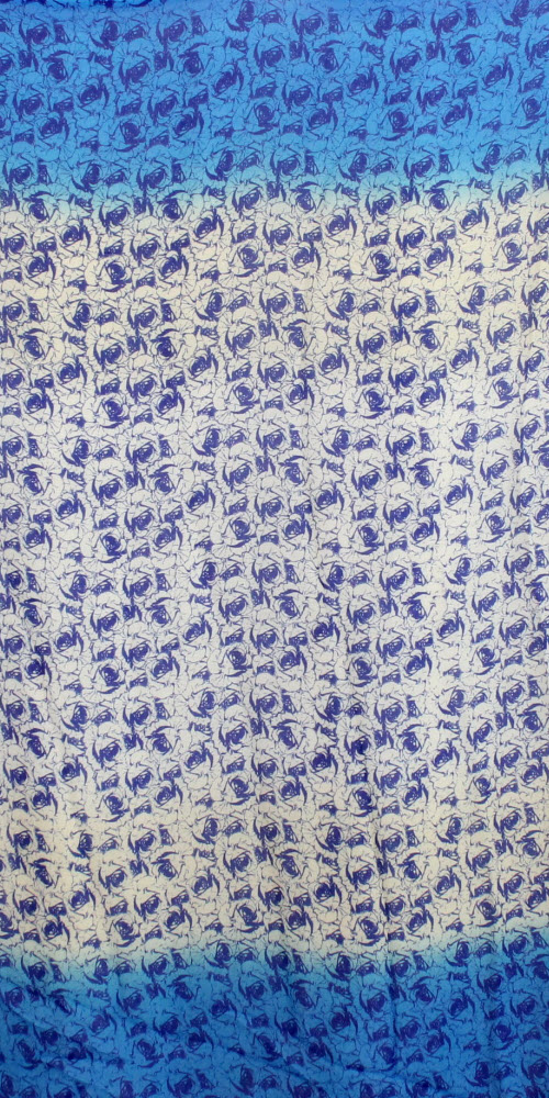 Blue-Off White Georgette Saree with Blouse