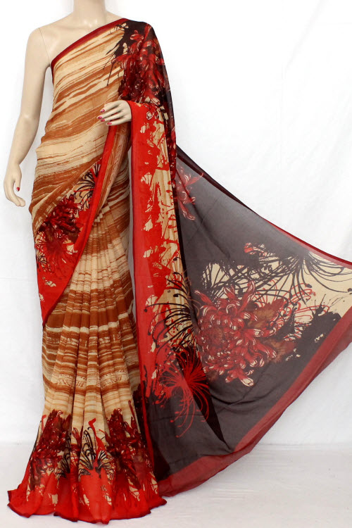 Maroon Georgette Saree with Blouse