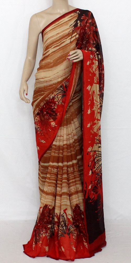 Maroon Georgette Saree with Blouse