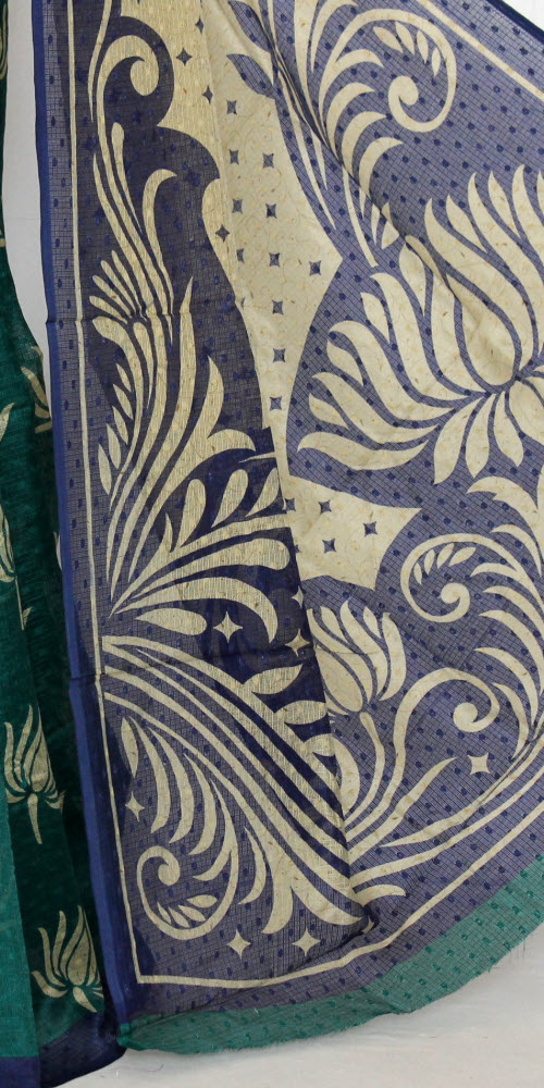 Navy Blue-Sea Green Georgette Saree with Blouse