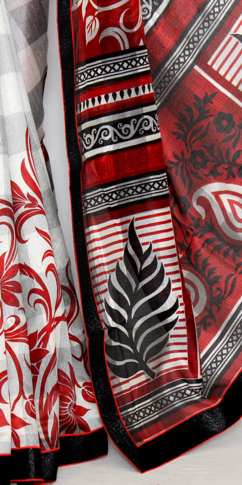 Red-White Georgette Saree with Blouse