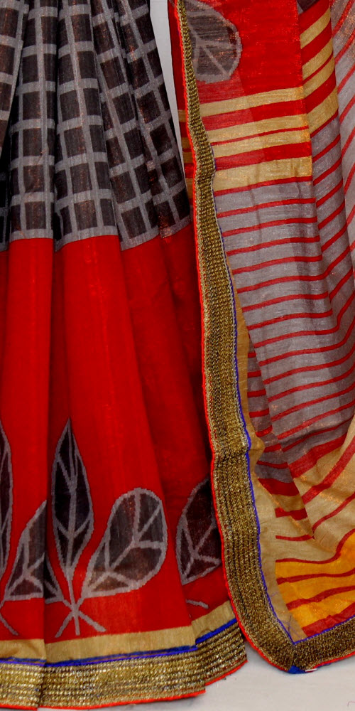 Purple-Red Exclusive Synthetic Saree with Blouse