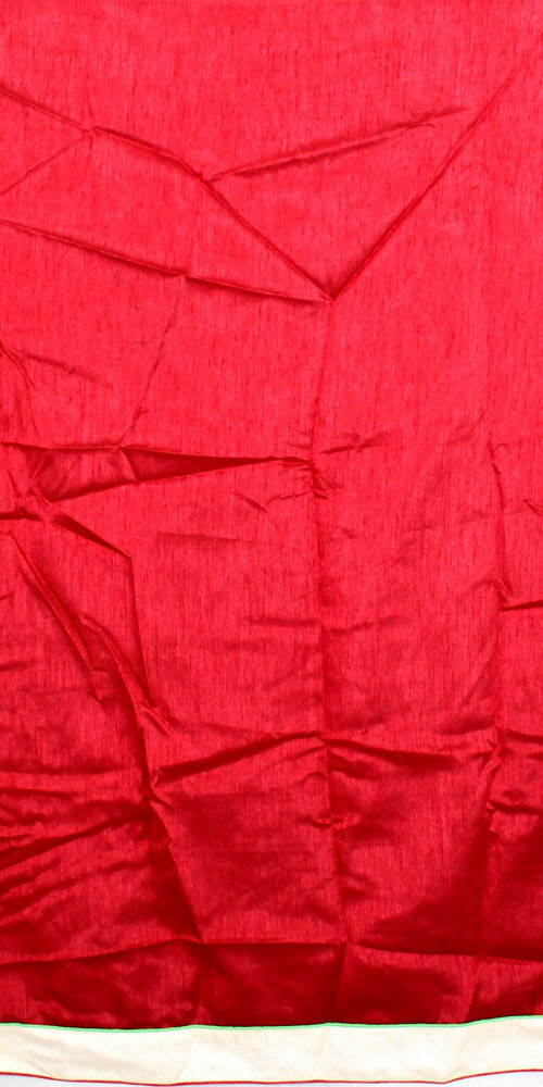 Lemon Green-Red Art Silk Saree with Blouse