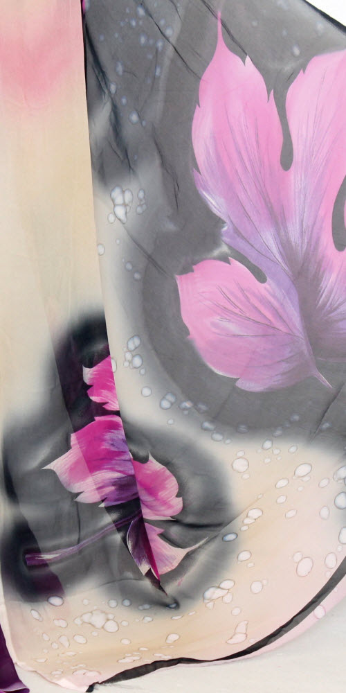 Purple-Black Floral Printed Chiffon Saree with Blouse