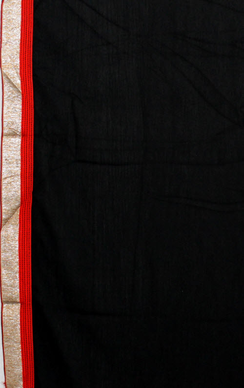 Black Embroidered Art Silk Saree with Blouse