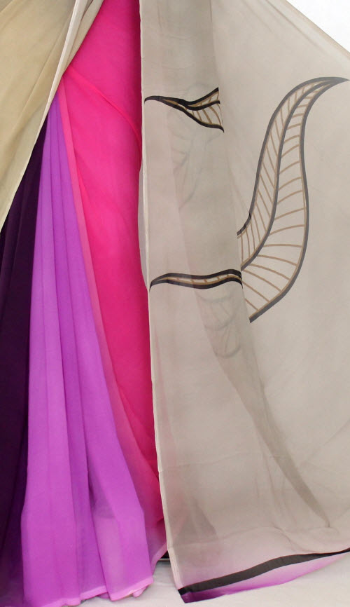 Fawn-Pink Crepe Art Silk Saree with Blouse 13385