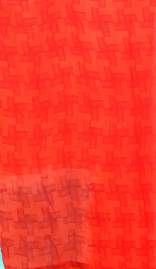 Sea Green-Orange Crepe Art Silk Saree with Blouse