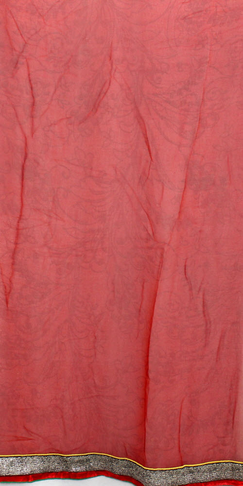 Brown-Cream Printed Art Silk Saree with Blouse