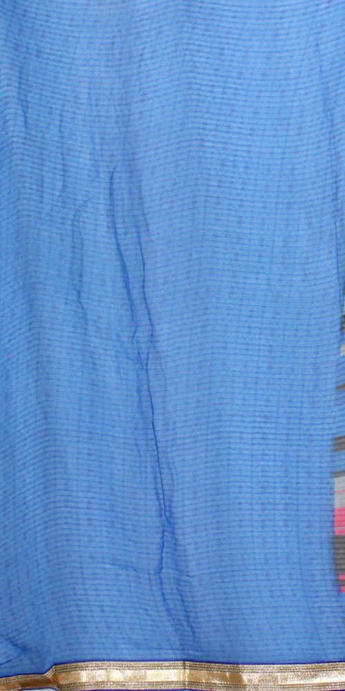 Blue-Black Printed Georgette Saree with Blouse