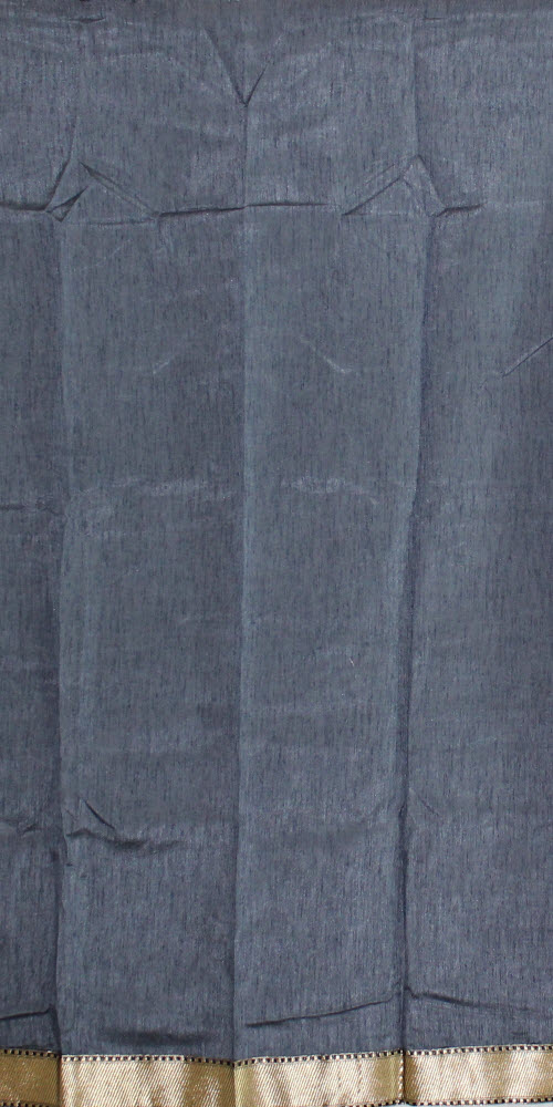 Blue-Grey Half-Half Printed Art Silk Saree with Blouse