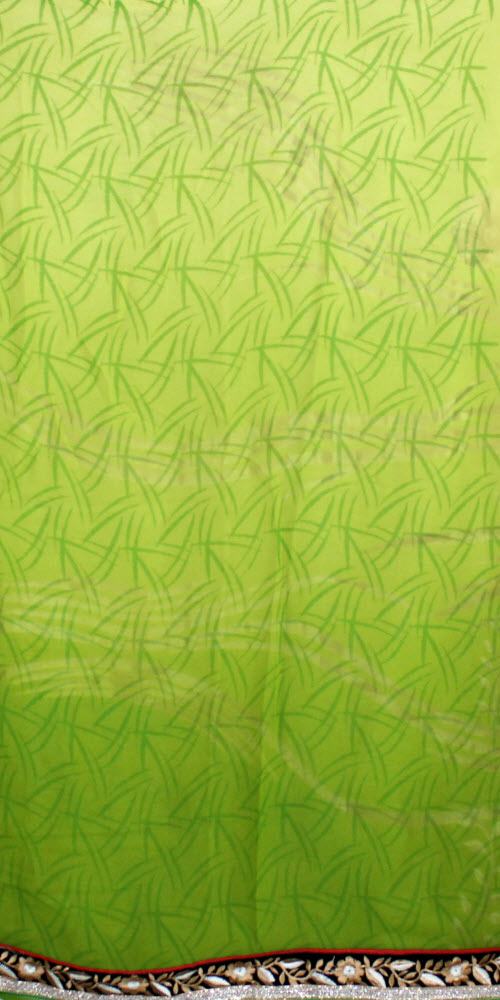 Mehandi Green Printed Georgette Saree with Blouse
