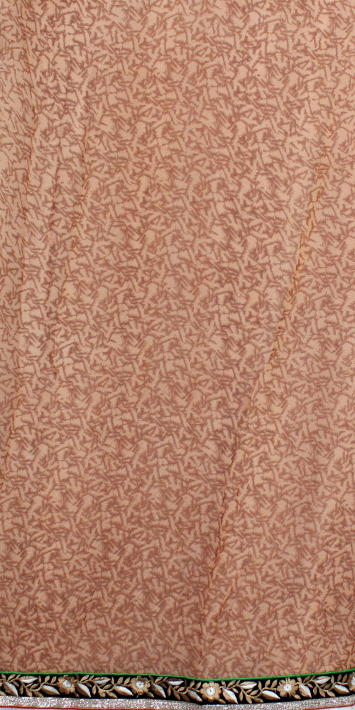 Cream-Brown Printed Georgette Saree with Blouse