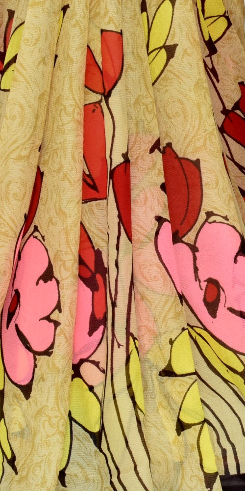 Beige Wrinkle Free Georgette Saree with Blouse