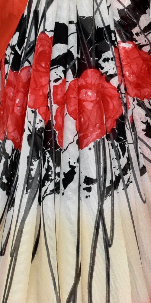 Orange-Cream Wrinkle Free Georgette Saree with Blouse