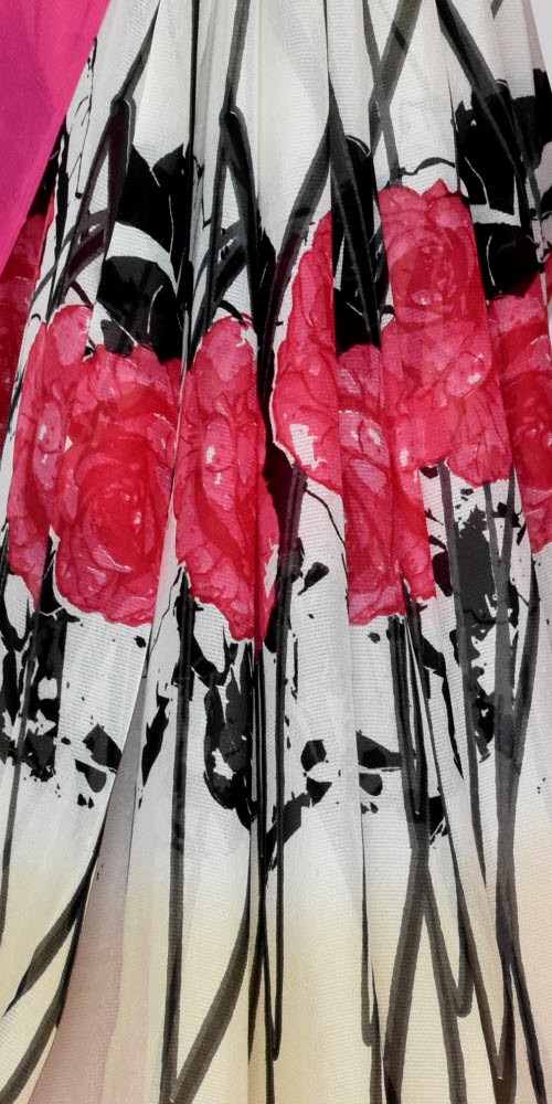 Pink-Cream Wrinkle Free Georgette Saree with Blouse