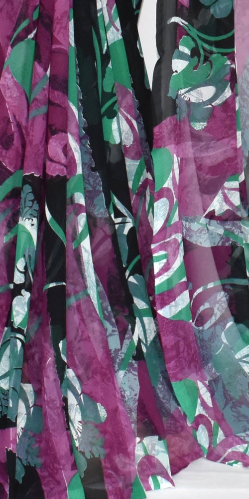 Magenta-Green Wrinkle Free Georgette Saree with Blouse