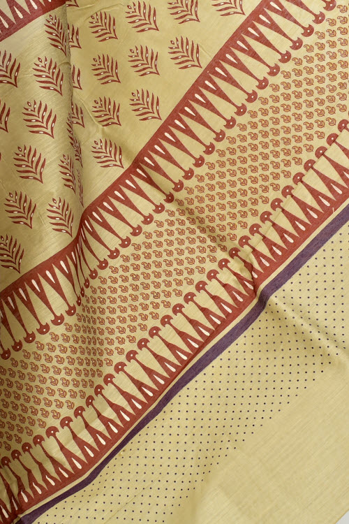Purple Printed Cotton Taspa Saree with Blouse
