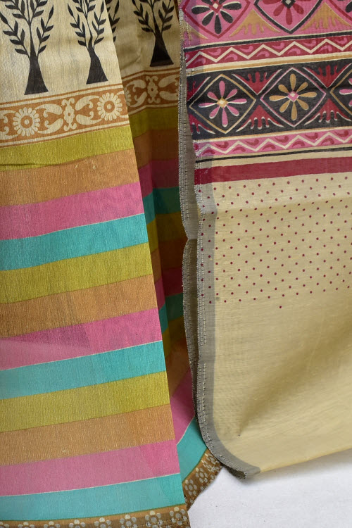 Maroon Printed Cotton Taspa Saree with Blouse