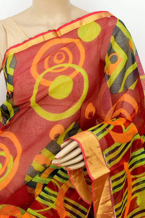 Maroon Handloom Kota Doria Cotton Saree 13500