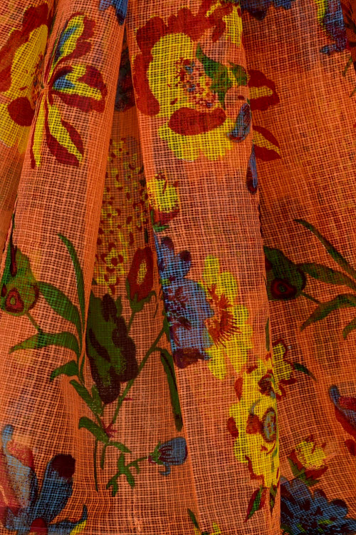 Orange Handloom Kota Doria Cotton Saree 13503