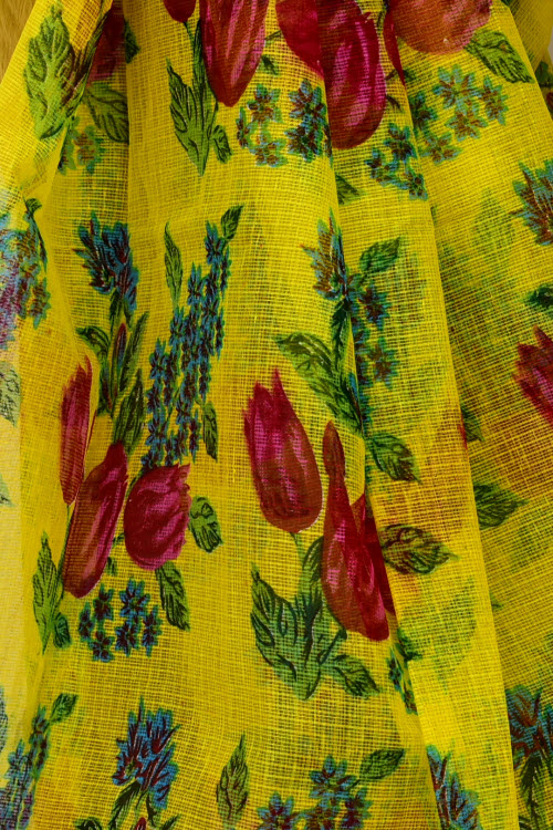 Yellow Handloom Kota Doria Cotton Saree 13522