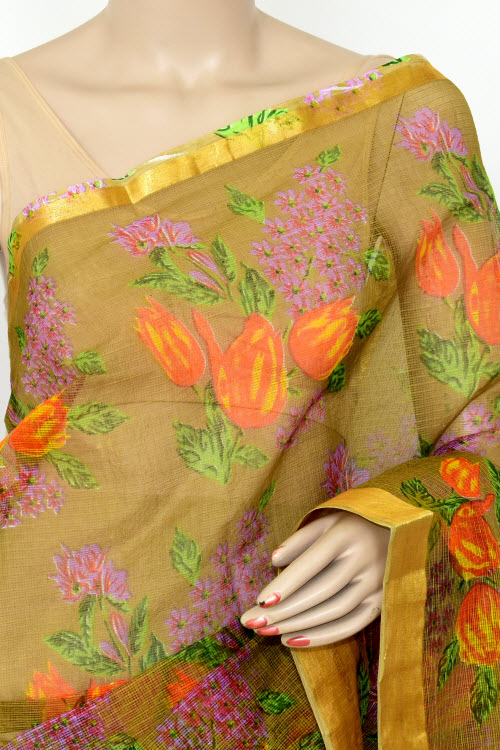 Mehndi Green Handloom Kota Doria Cotton Saree 13527