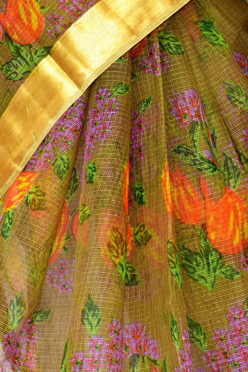 Mehndi Green Handloom Kota Doria Cotton Saree 13527