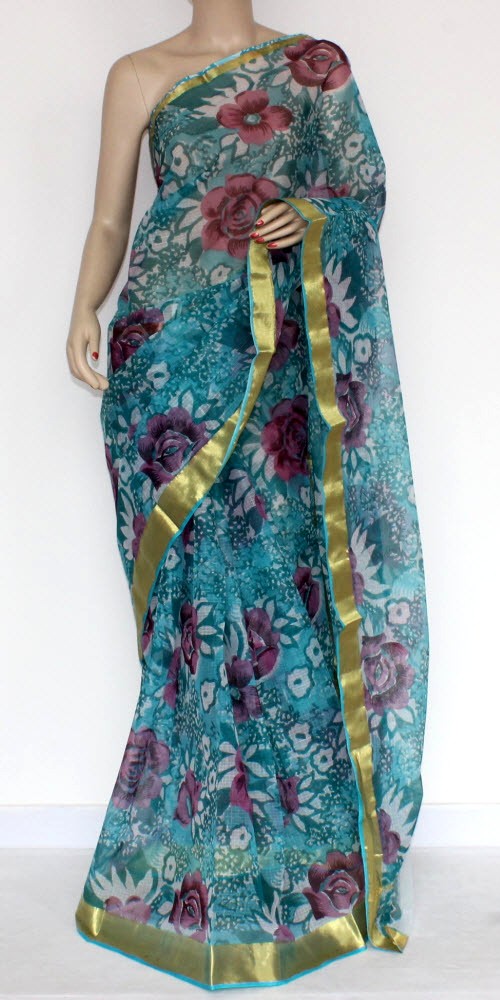 Ash Blue Handloom Kota Doria Cotton Saree 13571