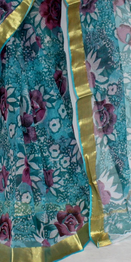 Ash Blue Handloom Kota Doria Cotton Saree 13571