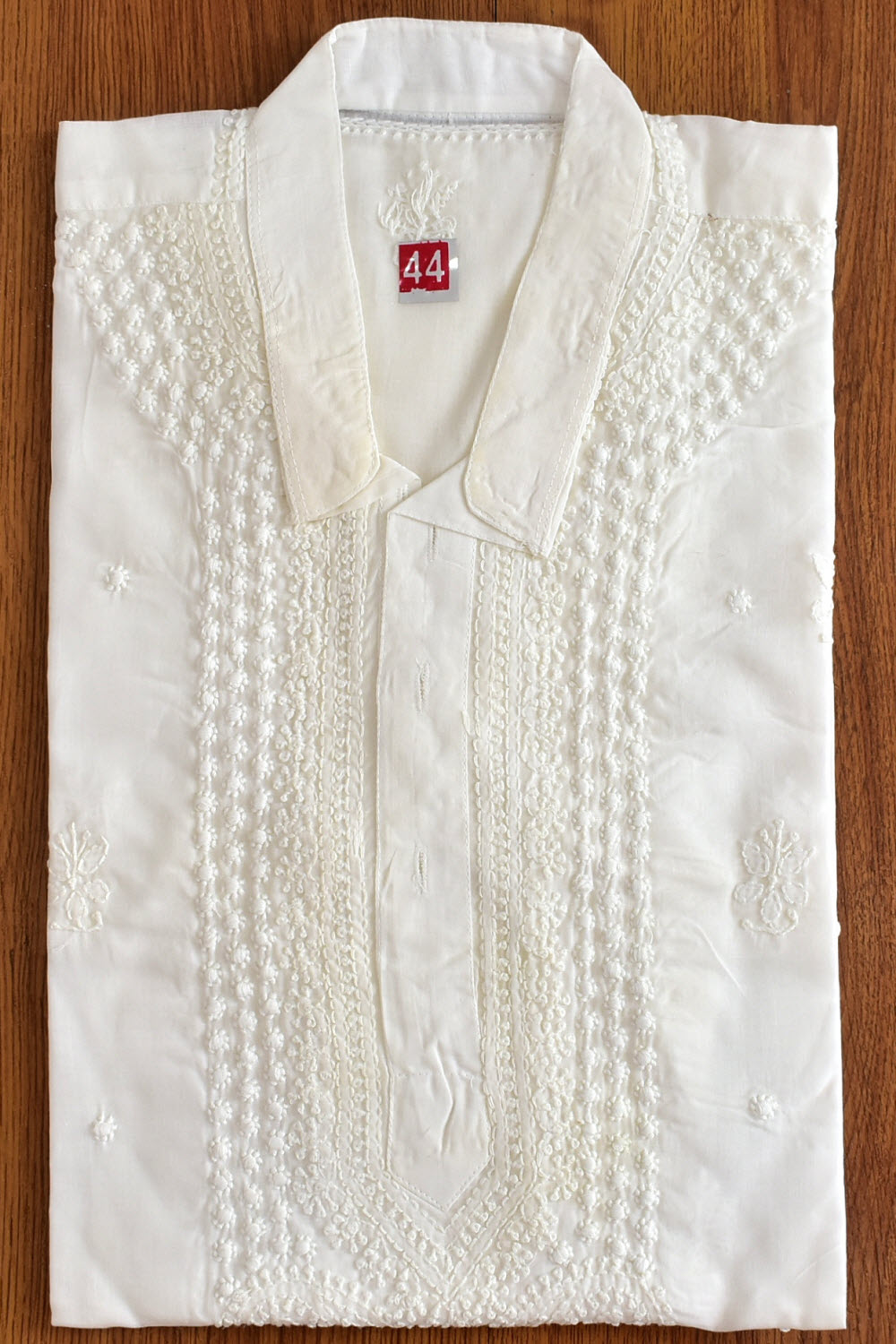 XL 44 White Hand Embroidered Chikankari Mens Kurta 13712