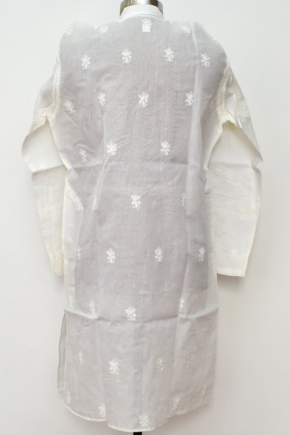 XL 44 White Hand Embroidered Chikankari Mens Kurta 13712
