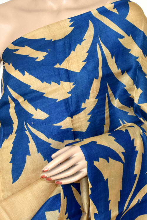 Blue-Fawn Handloom Pure Silk Saree