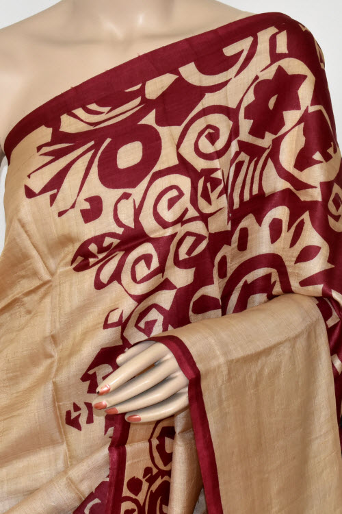 Maroon-Black Handloom Pure Silk Saree
