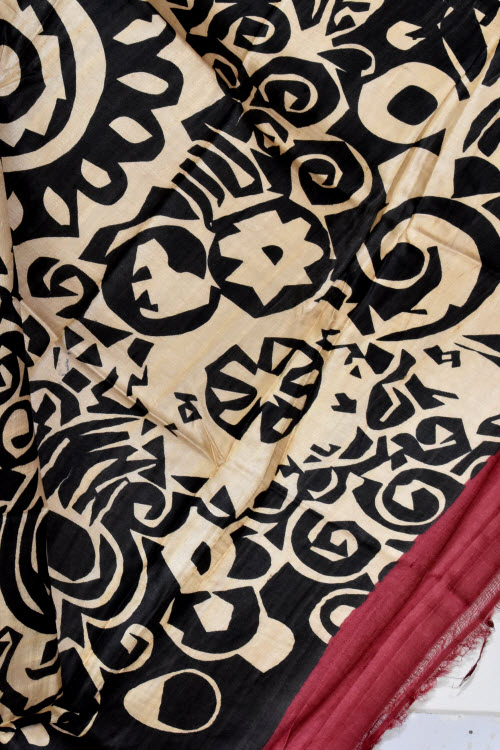 Maroon-Black Handloom Pure Silk Saree