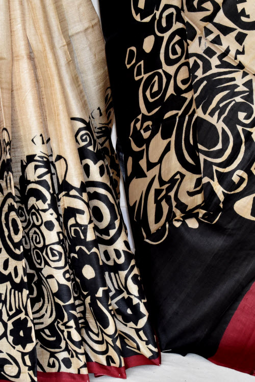 Maroon-Black Handloom Pure Silk Saree