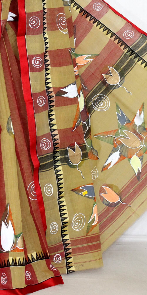 Fawn Handloom Tant Cotton Saree