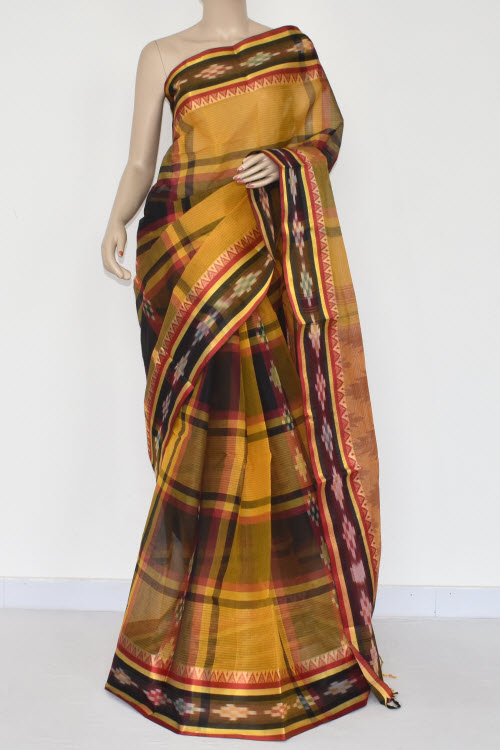 Turmeric Yellow Handloom Tant Cotton Saree 13940