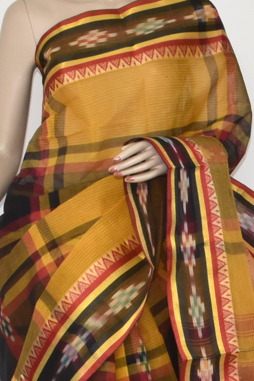 Turmeric Yellow Handloom Tant Cotton Saree 13940