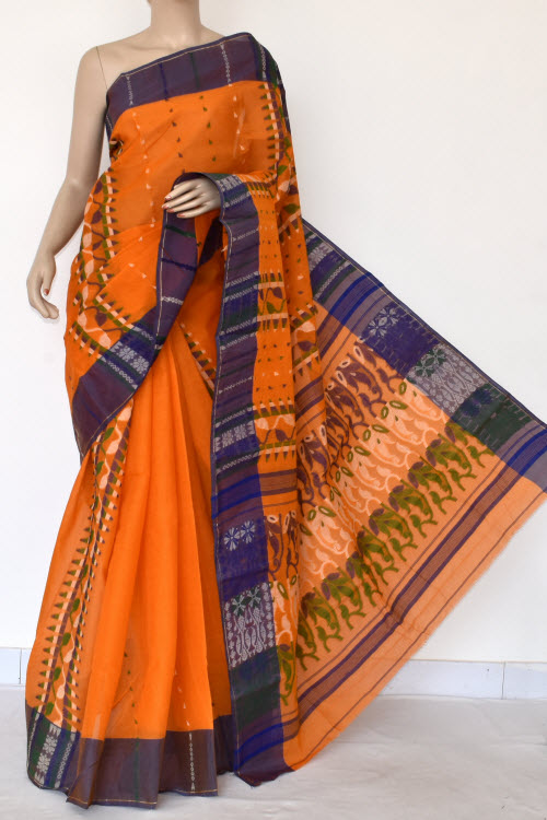 Orange Handloom Tant Cotton Saree