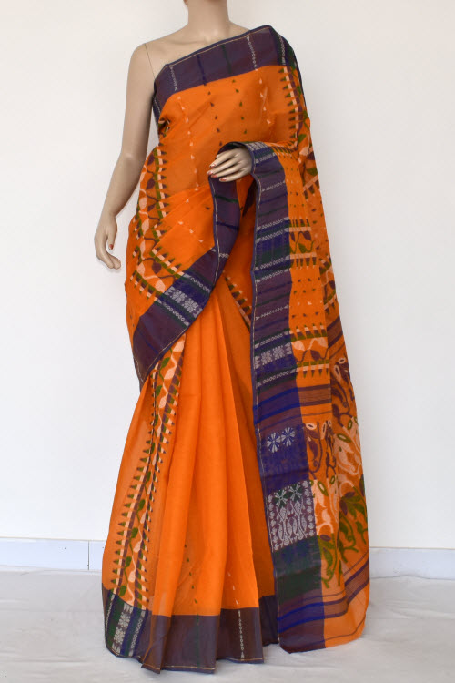 Orange Handloom Tant Cotton Saree