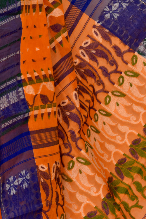 Orange Handloom Tant Cotton Saree