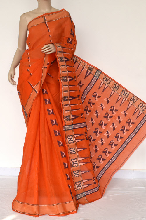 Orange Handloom Tant Cotton Saree