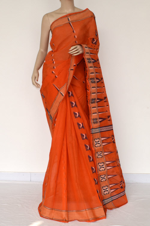 Orange Handloom Tant Cotton Saree