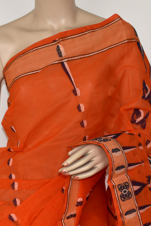 Orange Handloom Tant Cotton Saree