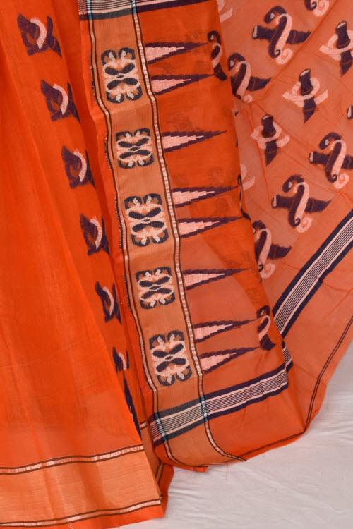 Orange Handloom Tant Cotton Saree