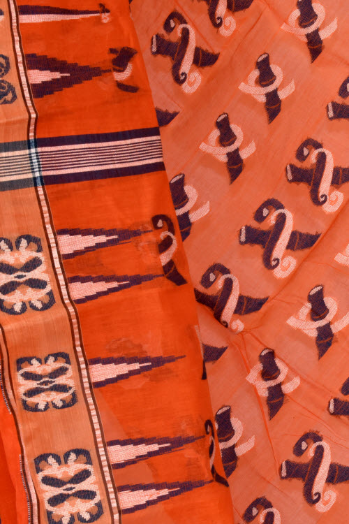 Orange Handloom Tant Cotton Saree