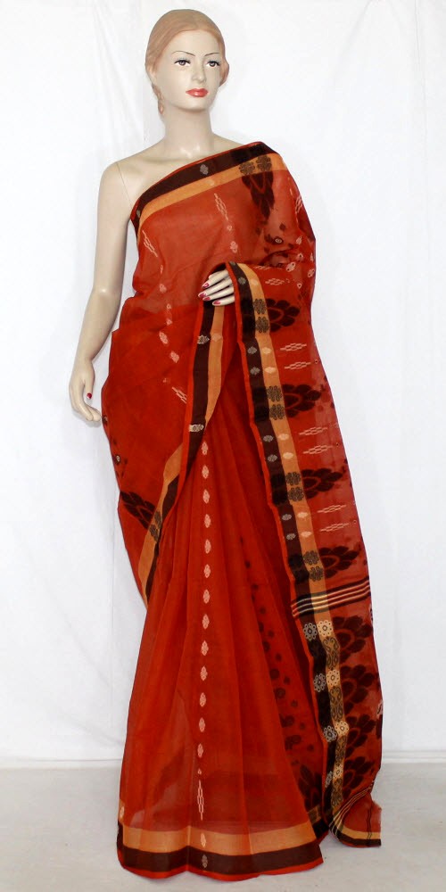 Orange Handloom Tant Cotton Saree