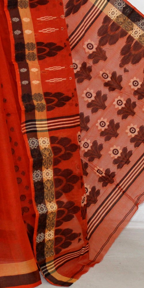Orange Handloom Tant Cotton Saree