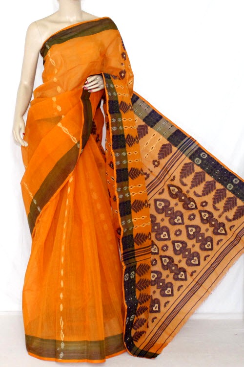 Orange Handloom Tant Cotton Saree